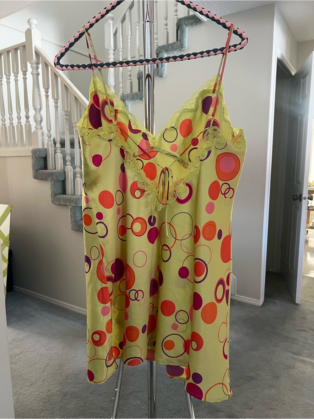 La SENZA Yellow Slip with Pink and Orange Circle Print